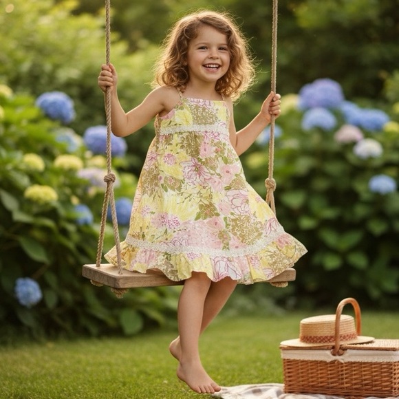 LILLY PULITZER Girls Size 16 Pink Green Floral Sundress - Picture 3 of 12